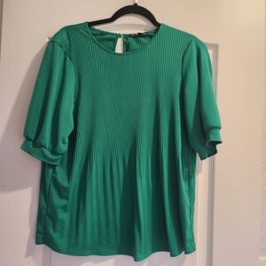Adrianna Papell Vibrant Green Blouse Size M Euc